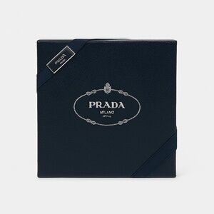 PRADA Belt Box with Elastic Ribbon and Silver Logo Plate￨(Size 5" x 5" x 3")